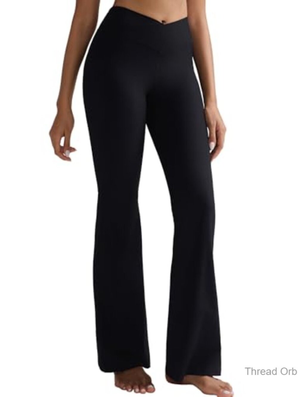 High Waist Ribbed Flare Leggings with Side Pockets for Yoga and Casual Wear - Picture 2 of 6